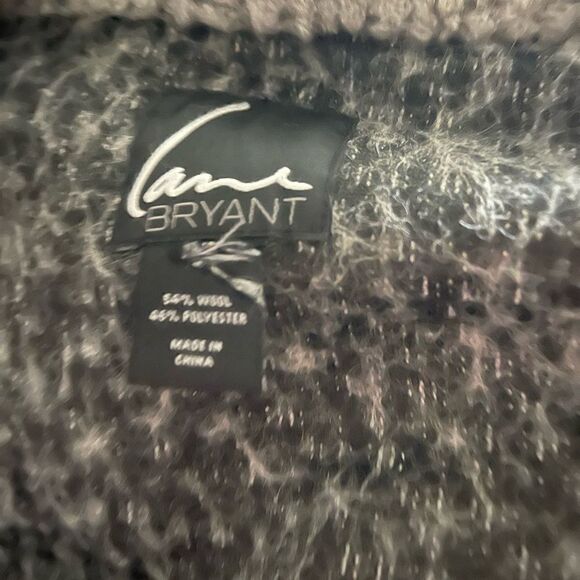 Lane Bryant grey wool Pom cho Coat Jacket Boiled Curly Moto Pockets 18/20 - Picture 4 of 5